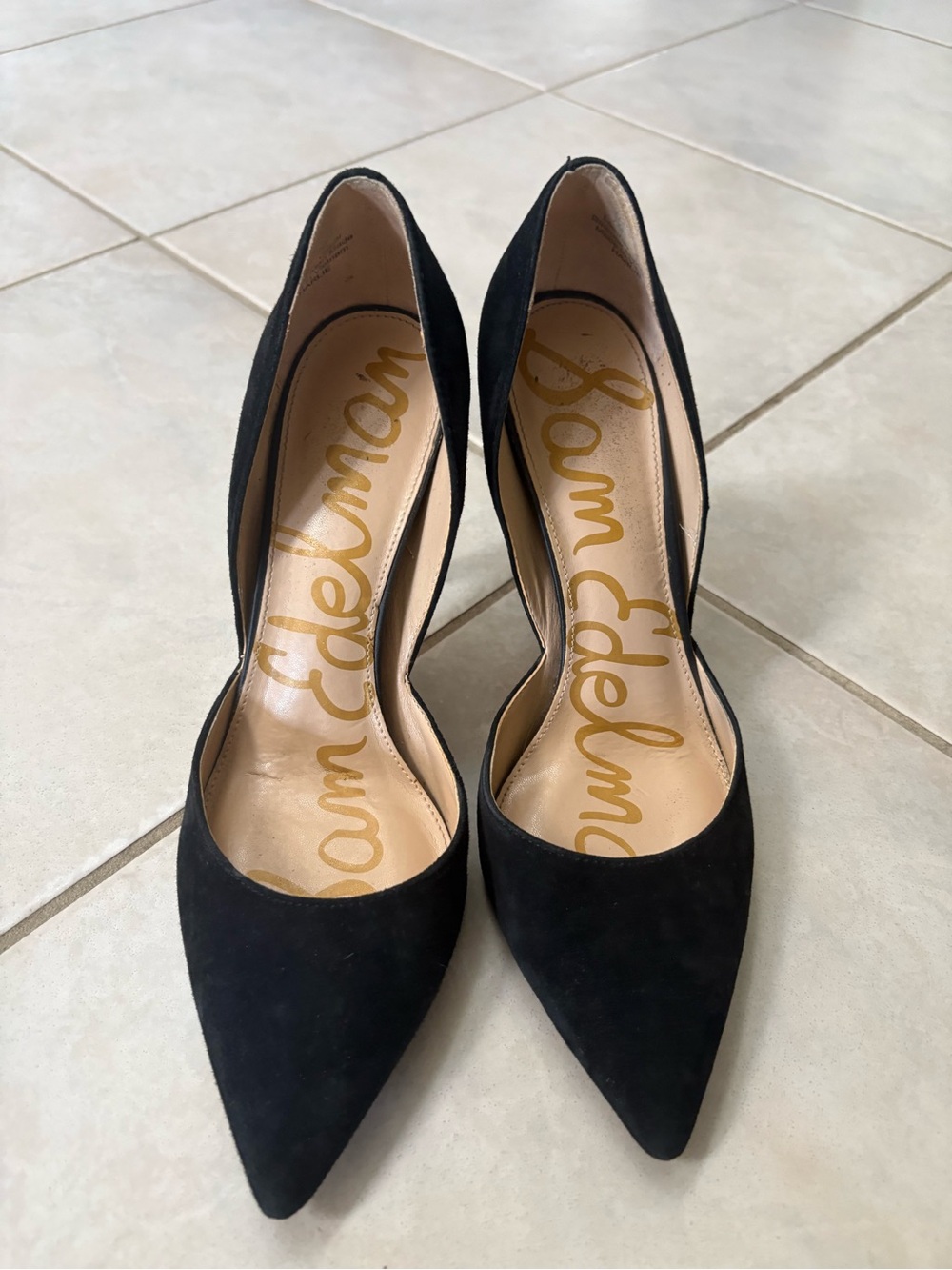 Sam Edelman Black Suede Pointed D'Orsay Pumps